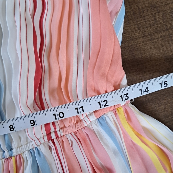 Loft Womens Multi Colored Pleated VNeck Sleeveless Dress White Size Small Petite - Picture 5 of 7